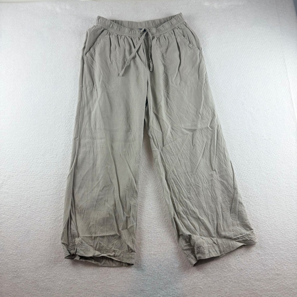 Splendid Womens XS Taupe Gray Linen Blend Wide Leg Drawstring Pants 1767950